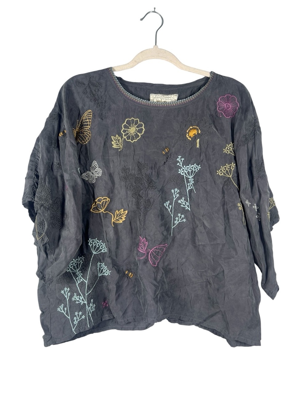 Biya Johnny Was Embroidered Blouse Top Medium